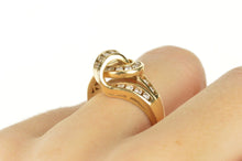 Load image into Gallery viewer, 14K Diamond Channel Knot Loop Statement Ring Size 6 Yellow Gold