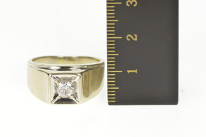 14K 0.58 Ct Men's Diamond Solitaire Squared Wedding Ring Size 9.5 White Gold