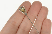 Load image into Gallery viewer, 18K Pearl Black Enamel Art Deco Decorative Stick Pin White Gold