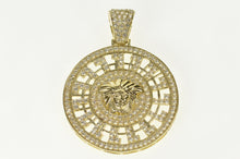 Load image into Gallery viewer, 10K Pave Cubic Zirconia Medusa Medallion Pendant Yellow Gold