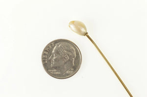 14K Victorian Pearl Inset Boutonniere Wedding Stick Pin Yellow Gold