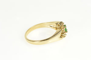 14K Oval Emerald Diamond Halo Engagement Ring Size 8.75 Yellow Gold