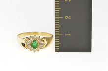 Load image into Gallery viewer, 14K Oval Emerald Diamond Halo Engagement Ring Size 8.75 Yellow Gold