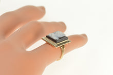 Load image into Gallery viewer, 10K Art Deco Two Tone Black Onyx Carved Cameo Ring Size 2.25 Yellow Gold