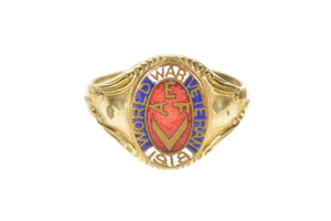 Gold Filled Ornate Enamel World War I Veteran Service Ring Size 10