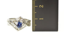 Load image into Gallery viewer, Platinum 0.97 Ctw Sapphire Diamond Baguette Engagement Ring Size 5
