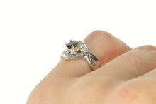 Load image into Gallery viewer, Platinum 0.97 Ctw Sapphire Diamond Baguette Engagement Ring Size 5
