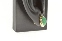 Load image into Gallery viewer, 14K Oval Malachite Cabochon Retro Stud Earrings Yellow Gold
