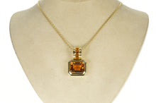 Load image into Gallery viewer, 18K Emerald &amp; Baguette Citrine Ornate Statement Pendant Yellow Gold