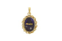 Load image into Gallery viewer, 14K French Ornate Ceramic Lady Portrait Pendant Yellow Gold