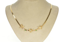 Load image into Gallery viewer, 14K Ornate Emerald Diamond Wolf Head Herringbone Necklace 18&quot; Yellow Gold