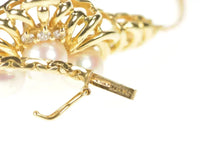Load image into Gallery viewer, 14K Ornate Pearl Diamond Scrollwork Statement Necklace 16.5&quot; Yellow Gold