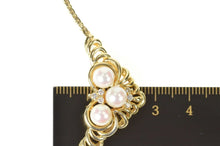 Load image into Gallery viewer, 14K Ornate Pearl Diamond Scrollwork Statement Necklace 16.5&quot; Yellow Gold