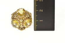 Load image into Gallery viewer, 14K 1960&#39;s Citrine Floral Dot Cocktail Statement Ring Size 6.25 Yellow Gold