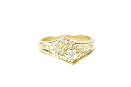 14K 0.55 Ctw Diamond Unique Engagement Bridal Set Ring Size 4.5 Yellow Gold