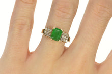 Load image into Gallery viewer, 14K 1.20 Ctw 1950&#39;s Emerald Diamond Engagement Ring Size 7 Yellow Gold