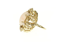 Load image into Gallery viewer, 14K 1950&#39;s Coral Oval Halo Leaf Vine Cocktail Ring Size 4.5 Yellow Gold