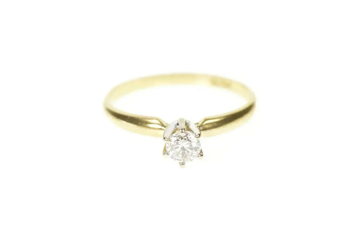 14K 0.25 Ct Diamond Classic 1950's Engagement Ring Size 6.25 Yellow Gold