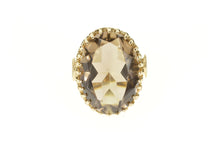 Load image into Gallery viewer, 10K 1960&#39;s Ornate Oval Smoky Quartz Cocktail Ring Size 6.5 Yellow Gold