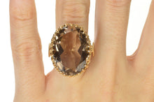 Load image into Gallery viewer, 10K 1960&#39;s Ornate Oval Smoky Quartz Cocktail Ring Size 6.5 Yellow Gold