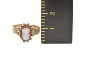 10K Victorian Carved Shell Cameo Ornate Statement Ring Size 6 Yellow Gold