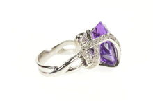 Load image into Gallery viewer, 18K Faceted Amethyst Diamond Ornate Cocktail Ring Size 6.75 Yellow Gold