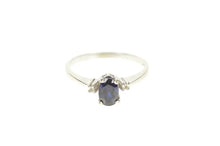 Load image into Gallery viewer, 10K Oval Sapphire Diamond Accent Engagement Ring Size 5.25 White Gold