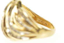 Load image into Gallery viewer, 10K Baguette Diamond Wavy Channel Statement Ring Size 6.75 Yellow Gold