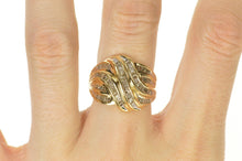 Load image into Gallery viewer, 10K Baguette Diamond Wavy Channel Statement Ring Size 6.75 Yellow Gold