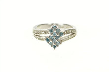 Load image into Gallery viewer, 14K 0.46 Ctw Squared Blue Diamond Cluster Bypass Ring Size 5.75 White Gold