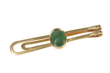 Load image into Gallery viewer, 14K Oval Malachite Cabochon Retro Tie Bar Yellow Gold