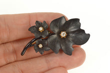 Load image into Gallery viewer, 14K 1960&#39;s Black Jet Diamond Leaf Cluster 3x=Diamond Yellow Gold