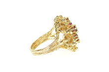 Load image into Gallery viewer, 14K 1960&#39;s Ruby Ornate Round Cluster Cocktail Ring Size 5 Yellow Gold