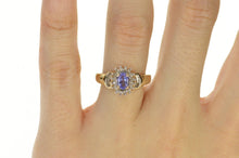Load image into Gallery viewer, 10K Oval Tanzanite Diamond Halo Engagement Ring Size 7 Yellow Gold