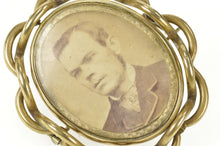 Load image into Gallery viewer, Gold Filled Victorian Photograph Fabric Spinning Mourning Pin/Brooch