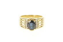 Load image into Gallery viewer, 14K Oval Natural Amethyst Diamond Statement Ring Size 6.5 Yellow Gold