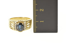 Load image into Gallery viewer, 14K Oval Natural Amethyst Diamond Statement Ring Size 6.5 Yellow Gold