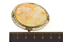 Load image into Gallery viewer, 14K Ornate Victorian Carved Lady Shell Cameo Pendant/Pin Yellow Gold