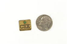 Load image into Gallery viewer, 10K CSX Employee 30 Year Service Emerald Lapel Pin/Brooch Yellow Gold