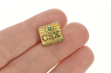 Load image into Gallery viewer, 10K CSX Employee 30 Year Service Emerald Lapel Pin/Brooch Yellow Gold