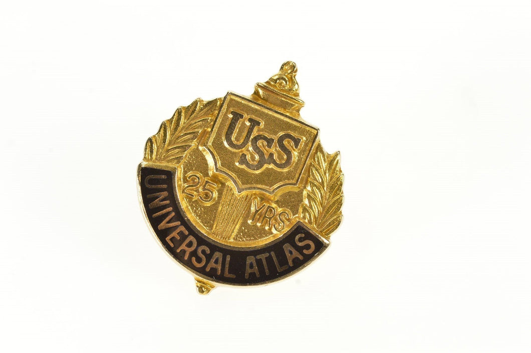 10K USS United States Steel 25 Years Atlas Lapel Pin/Brooch Yellow Gold