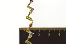 Load image into Gallery viewer, 10K Geometric Peridot Amethyst Citrine Zig Zag Bracelet 7.25&quot; Yellow Gold