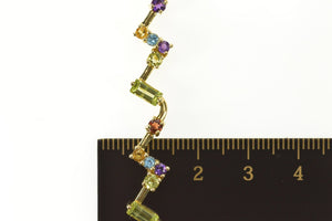 10K Geometric Peridot Amethyst Citrine Zig Zag Bracelet 7.25" Yellow Gold