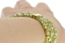 Load image into Gallery viewer, 14K Green Pearl &amp; Crystal Tiered Layered Bar Bracelet 6.75&quot; Yellow Gold