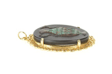 Load image into Gallery viewer, 14K Ornate Ceramic Painted Urn Vase Medallion Pendant Yellow Gold