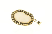 Load image into Gallery viewer, 14K Carved White Agate Geisha Halo Statement Pendant Yellow Gold