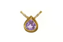 Load image into Gallery viewer, 18K Pear Amethyst Diamond Enhancer Statement Pendant Yellow Gold