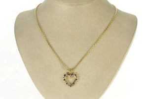 14K 0.72 Ctw Diamond Sapphire Classic Heart Pendant Yellow Gold