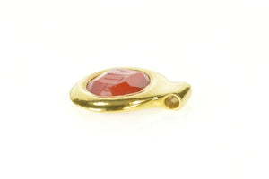 18K Faith Etched Carnelian Words of Hope Love Pendant Yellow Gold