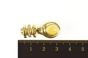 18K Oval Citrine Cabochon Diamond Enhancer Pendant Yellow Gold
